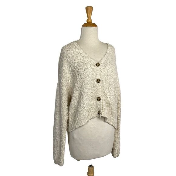 Sanctuary S Ivory Cardigan Sweater  Cropped Boho Cottagecore Lagenlook Fits M L - Picture 1 of 9